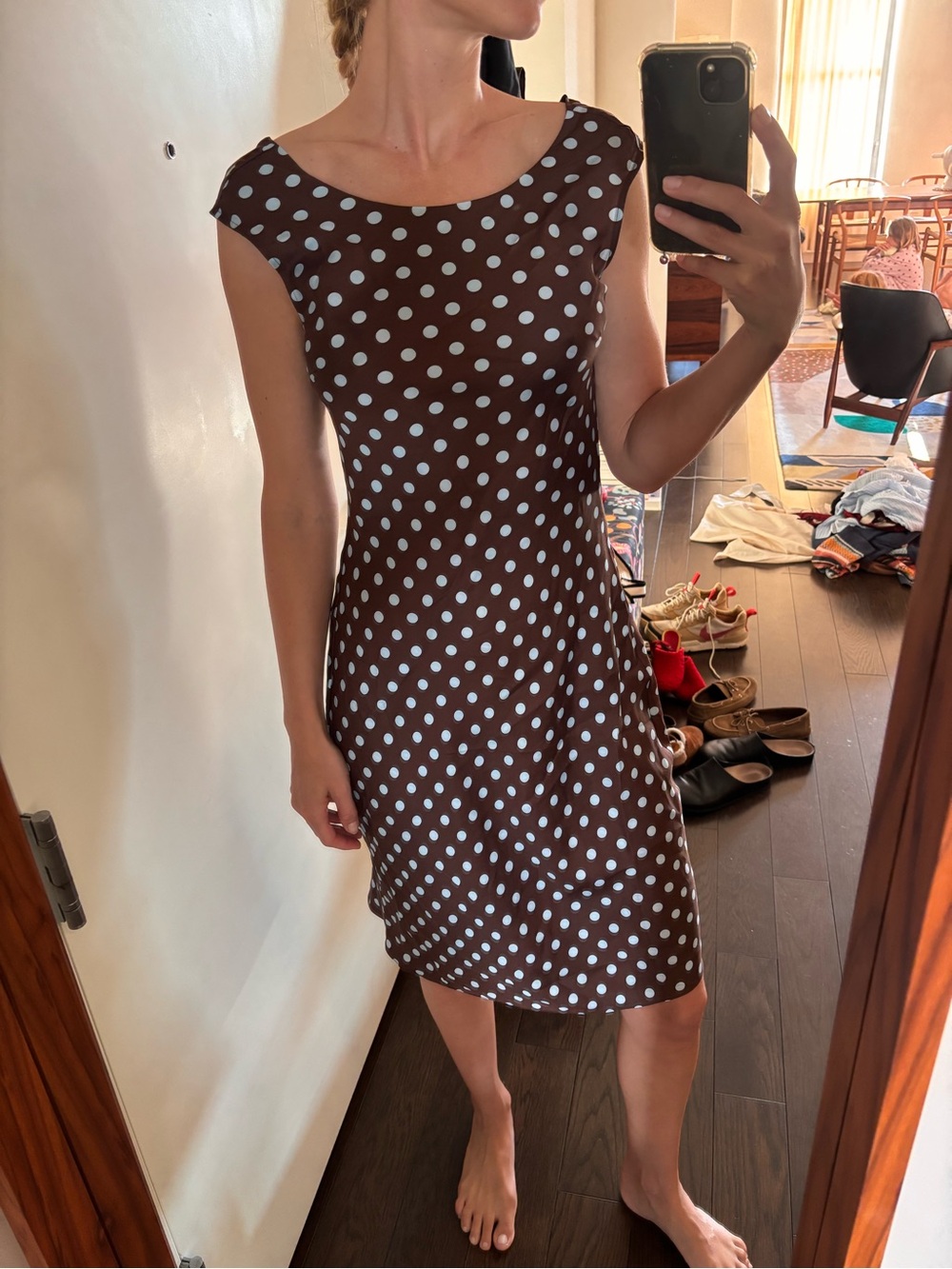 Posse Brown Dress with White Polka Dots